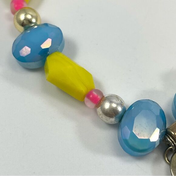 Erimish Cute Blue Yellow Glass Beaded Multi Shaped Stretch Bracelet Bright - Picture 4 of 5